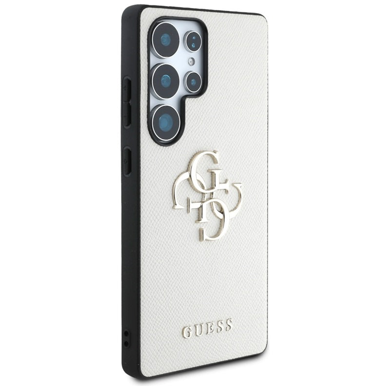 Guess Grūdėtas didelis 4G logotipas mažas klasikinis logotipas – dėklas Samsung Galaxy S25 Ultra (smėlio)