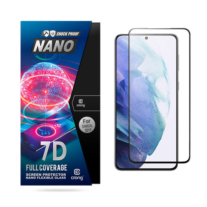Crong 7D Nano Flexible Glass – visą ekraną dengianti hibridinė 9H ekrano apsauga, skirta Samsung Galaxy S21+