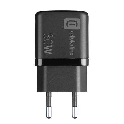 Cellularline Multipower Micro GaN - USB-C ir USB-A Power Delivery 30W tinklo įkroviklis (juodas)