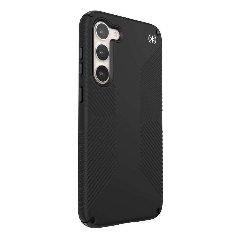 Speck Presidio2 Grip – Neslystantis dėklas Samsung Galaxy S23+ (juodas/juodas/baltas)