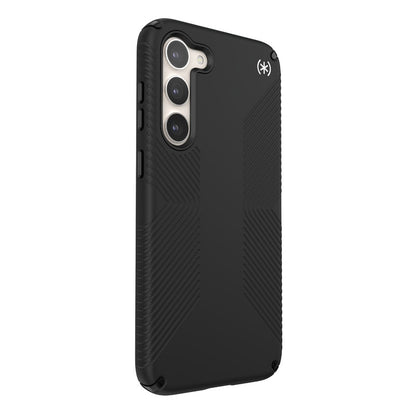 Speck Presidio2 Grip – Neslystantis dėklas Samsung Galaxy S23+ (juodas/juodas/baltas)