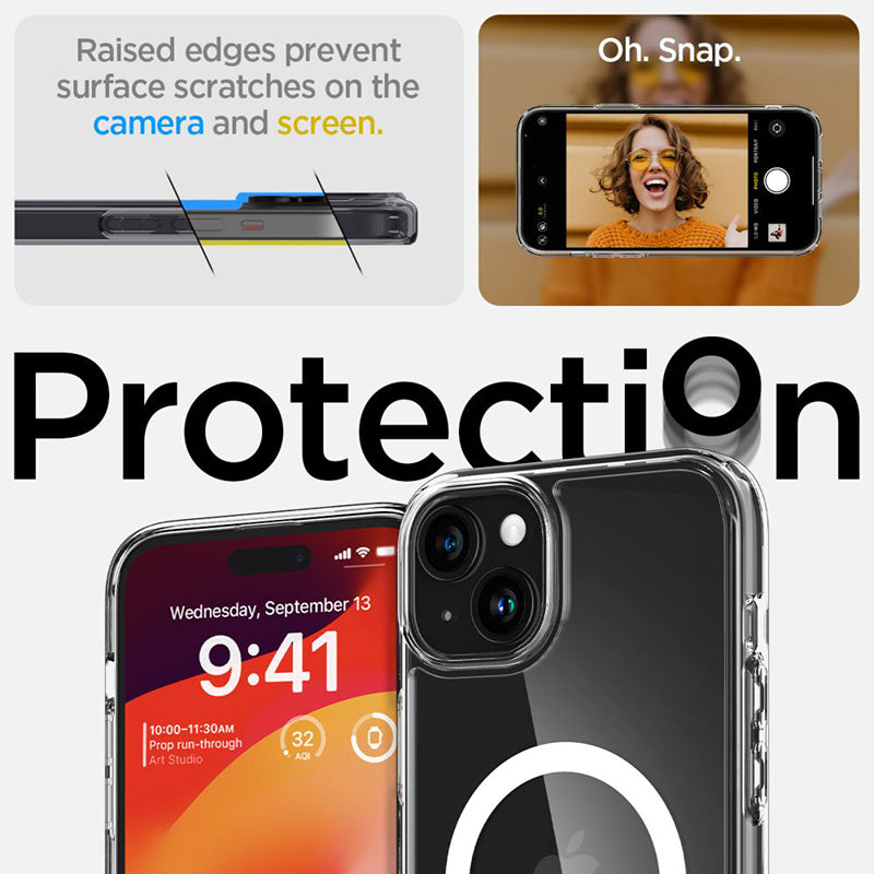 Spigen Ultra Hybrid MagSafe – dėklas, skirtas „iPhone 15“ („White“)