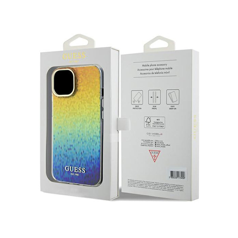 Guess IML Faceted Mirror Disco Iridescent – dėklas iPhone 14 (Iridescentinis)