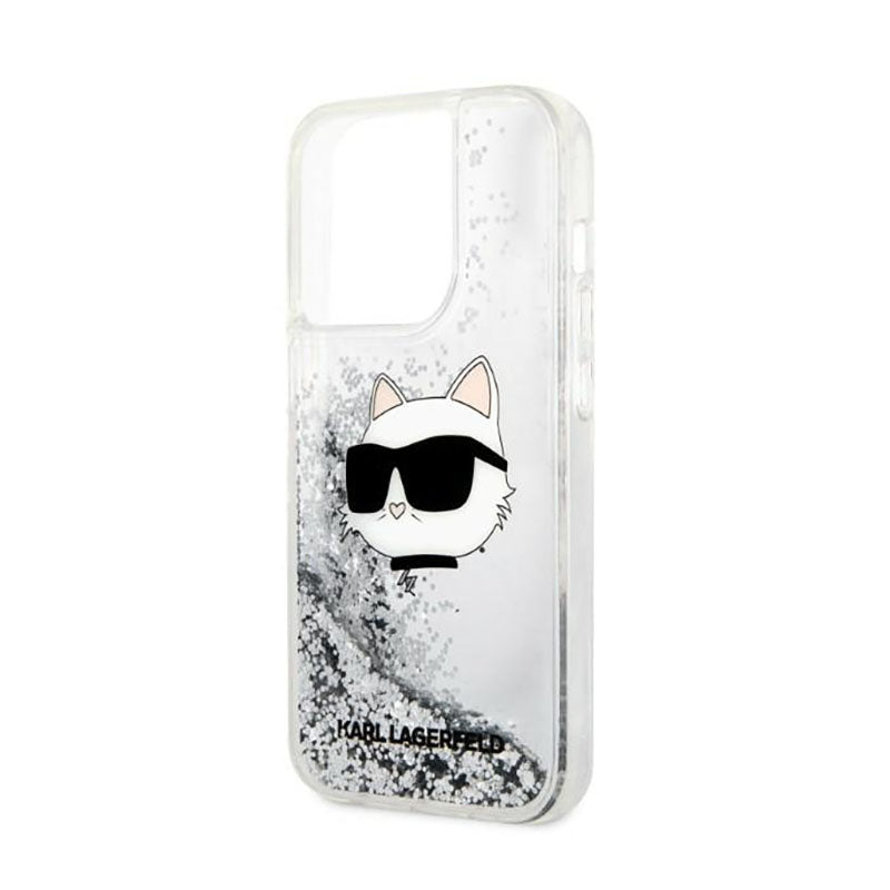 Karl Lagerfeld Liquid Glitter NFT Choupette Head – dėklas, skirtas iPhone 14 Pro Max (sidabrinis)