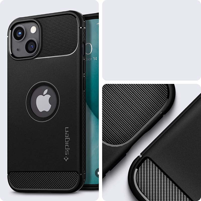 Spigen Rugged Armor – iPhone 13 dėklas (juodas)