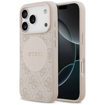 Guess 4G Circle Classic Logo MagSafe dėklas iPhone 17 Pro (rožinis)