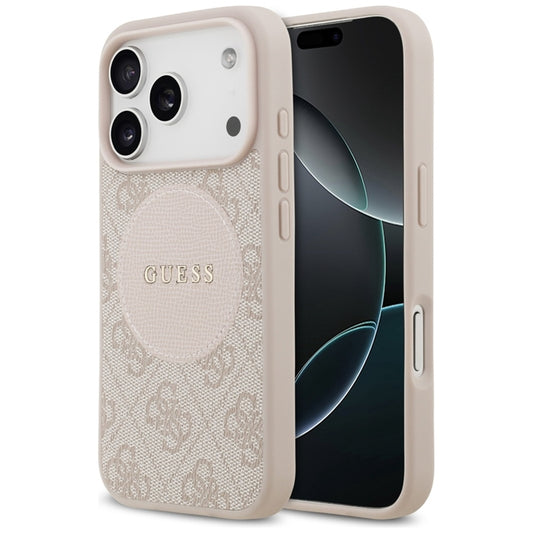 Guess 4G Circle Classic Logo MagSafe dėklas iPhone 17 Pro (rožinis)