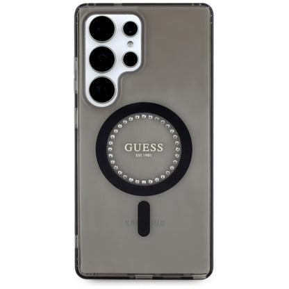Guess Rhinestones Printed Classic Logo MagSafe – dėklas, skirtas „Samsung Galaxy S25 Ultra“ (juodas)