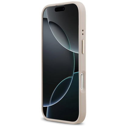 Guess Grūdėtas Strass Logotipas MagSafe Dėklas iPhone 17 (rožinis)