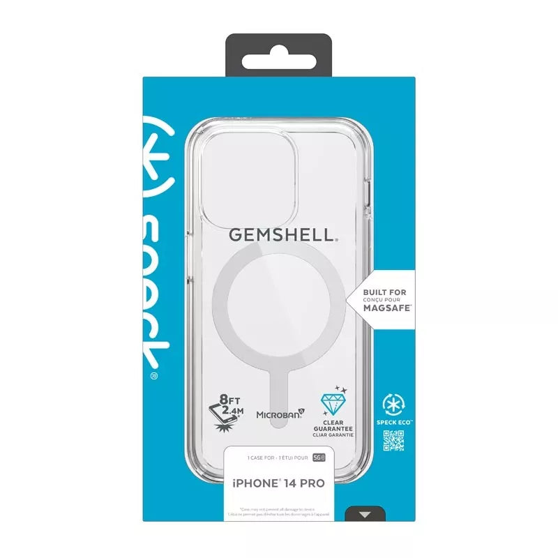 Speck Gemshell + MagSafe – dėklas iPhone 14 Pro su MICROBAN danga (skaidrus)