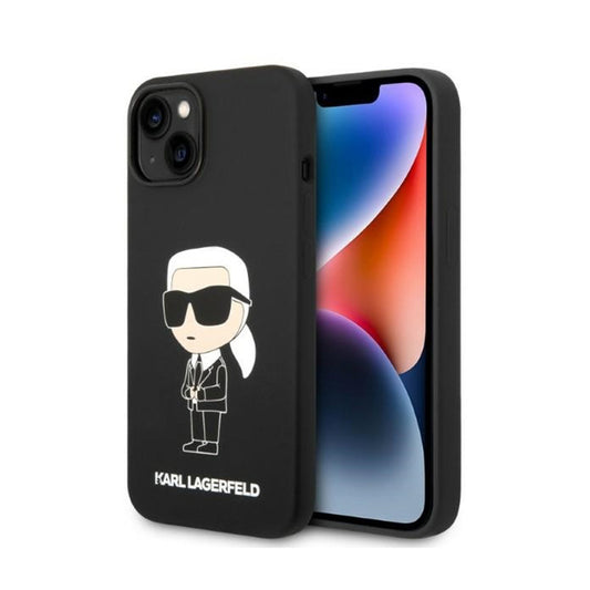 Karl Lagerfeld Silikoninis Ikonik MagSafe Dėklas – iPhone 15 Plus / 14 Plus (juodas)