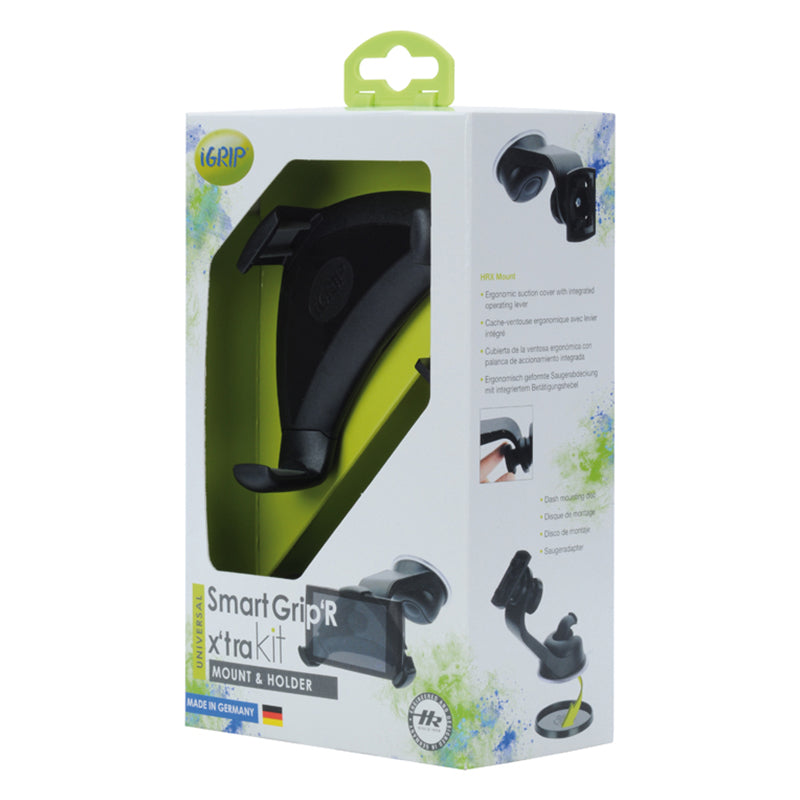 iGrip Universal Smart Grip'R x'tra Kit - Universalus automobilinis laikiklis išmaniesiems telefonams 56-81 mm pločio, 114-138 mm aukščio