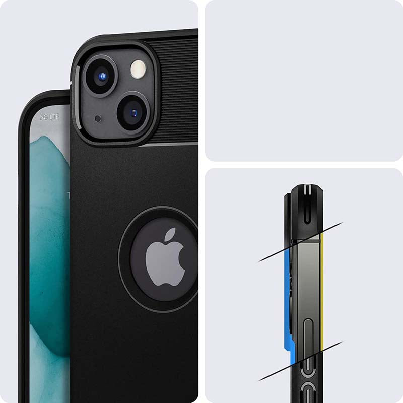 Spigen Rugged Armor – iPhone 13 dėklas (juodas)
