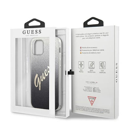 Guess Glitter Gradient Script - "iPhone 12 mini" dėklas (juodas)