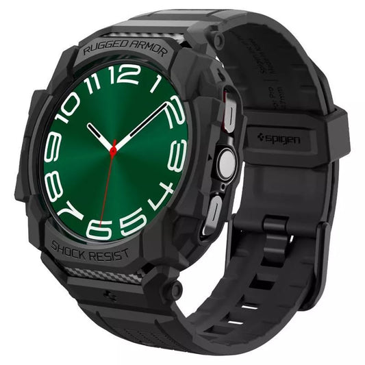Spigen Rugged Armor Pro - Dirželis + Dėklas, skirtas Samsung Galaxy Watch Ultra 47 mm (2025/2024) (Matinė Juoda)