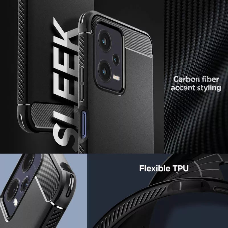 Spigen Rugged Armor – Dėklas, skirtas Xiaomi Redmi Note 12 5G / POCO X5 5G (juodas)