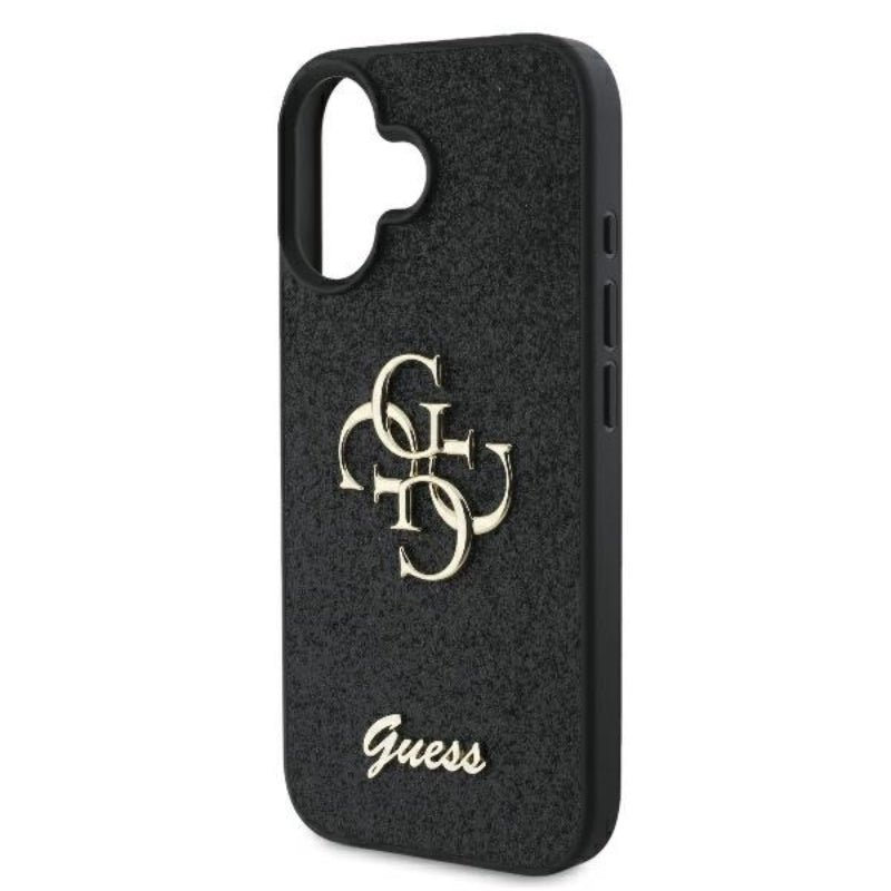 Guess Fixed Glitter Big 4G – dėklas skirtas iPhone 16 Plus (juoda)