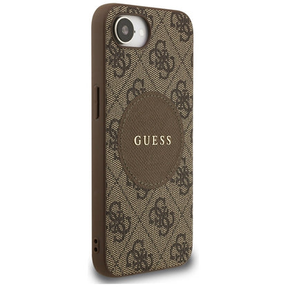 Guess 4G Circle Classic Logo MagSafe - dėklas skirtas iPhone 16e (rudas)