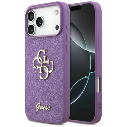 Guess Fiksuotas Blizgučių Dydis 4G - Dėklas iPhone 17 Pro Max (alyvinis)