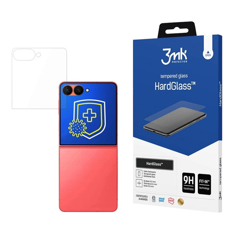 3mk HardGlass – grūdintas stiklas, skirtas Samsung Galaxy Z Flip 7 (priekis)
