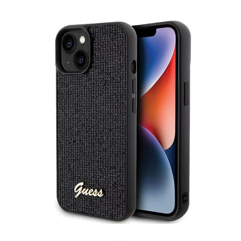 Guess Disco Metal Script - iPhone 14 dėklas (juodas)