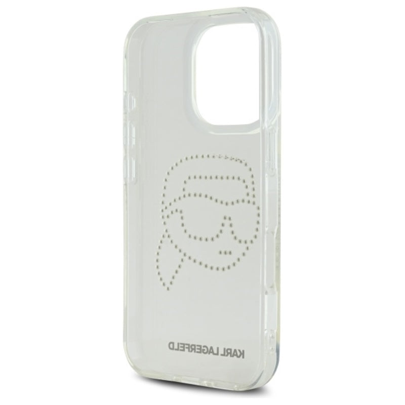 Karl Lagerfeld IML Rhinestones Karl Head – dėklas, skirtas iPhone 16 Pro Max (skaidrus)