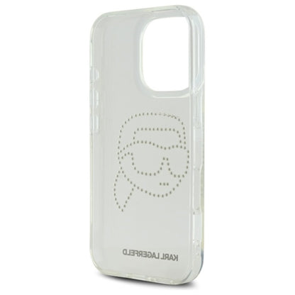 Karl Lagerfeld IML Rhinestones Karl Head – dėklas, skirtas iPhone 16 Pro Max (skaidrus)