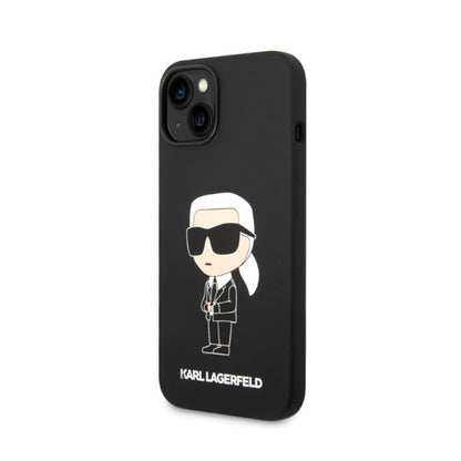 Karl Lagerfeld Silikoninis Ikonik MagSafe Dėklas – iPhone 15 Plus / 14 Plus (juodas)