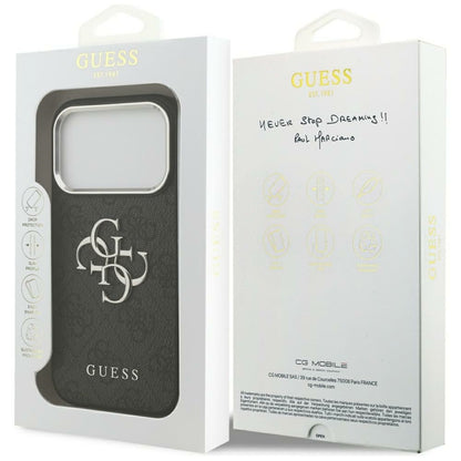 Guess 4G Big 4G Classic Logo - Dėklas iPhone 17 Pro Max (Juoda / Sidabrinė)