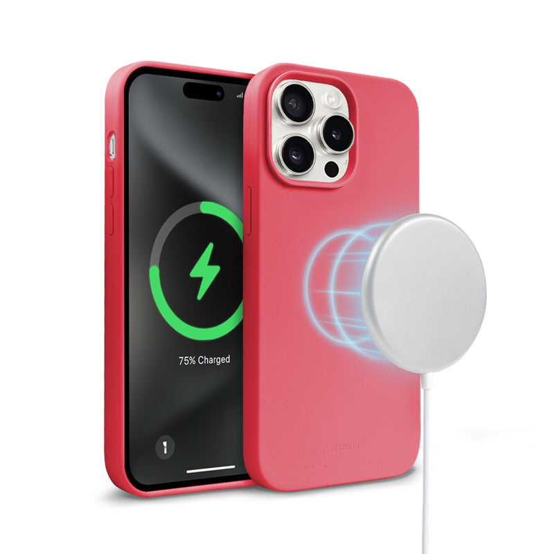 Crong Color Cover Magnetic – dėklas iPhone 15 Pro MagSafe (rožinis)