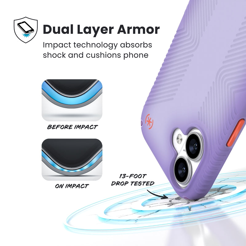Speck Presidio Lux Grip MagSafe - iPhone 17 dėklas (Purple Fade/Magic Purple/New Poppy)