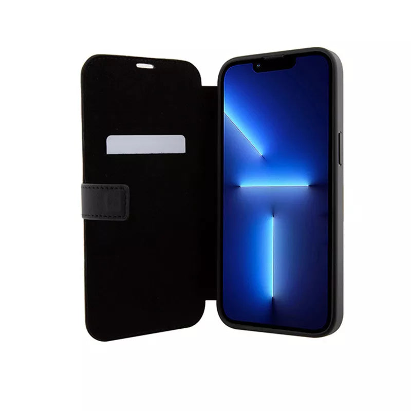 Mercedes atverčiamas odinis dėklas su bangų raštu – iPhone 15 Pro dėklas (juodas)