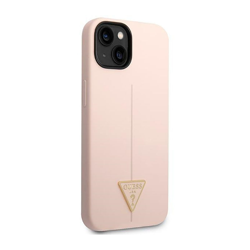 Guess Silicone Triangle Logo – dėklas, skirtas iPhone 14 Plus (rožinis)