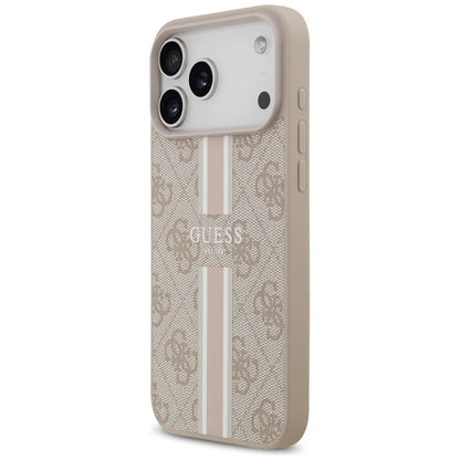 Guess 4G Spausdintos juostelės MagSafe dėklas iPhone 17 Pro Max (rožinis)