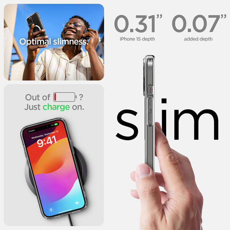 Spigen Ultra Hybrid MagSafe – dėklas, skirtas „iPhone 15“ („White“)