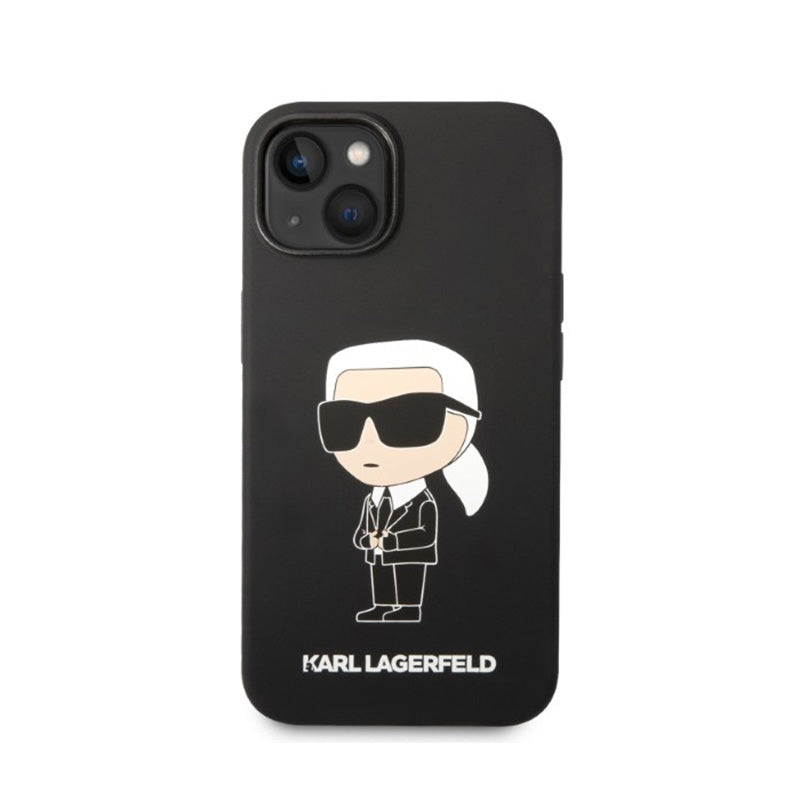Karl Lagerfeld Silikoninis Ikonik MagSafe Dėklas – iPhone 15 Plus / 14 Plus (juodas)