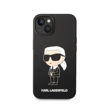 Karl Lagerfeld Silikoninis Ikonik MagSafe Dėklas – iPhone 15 Plus / 14 Plus (juodas)