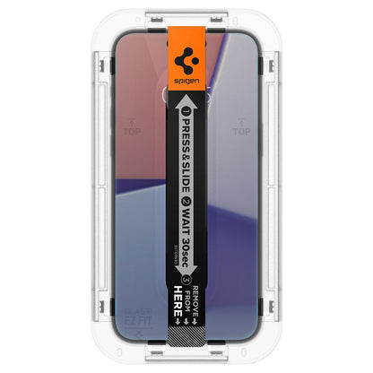 Spigen GLAS.TR EZ FIT Privacy – grūdintas stiklas su privatumo filtru, skirtas iPhone 15 Plus / 16 Plus