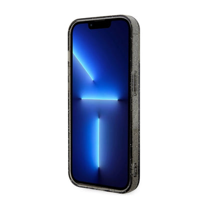 Guess Glitter Gold MagSafe – dėklas, skirtas iPhone 14 Pro (juodas)