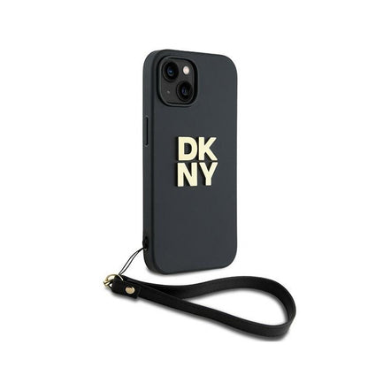 DKNY riešo dirželis su firminiu logotipu – dėklas, skirtas iPhone 15 Plus (juodas)