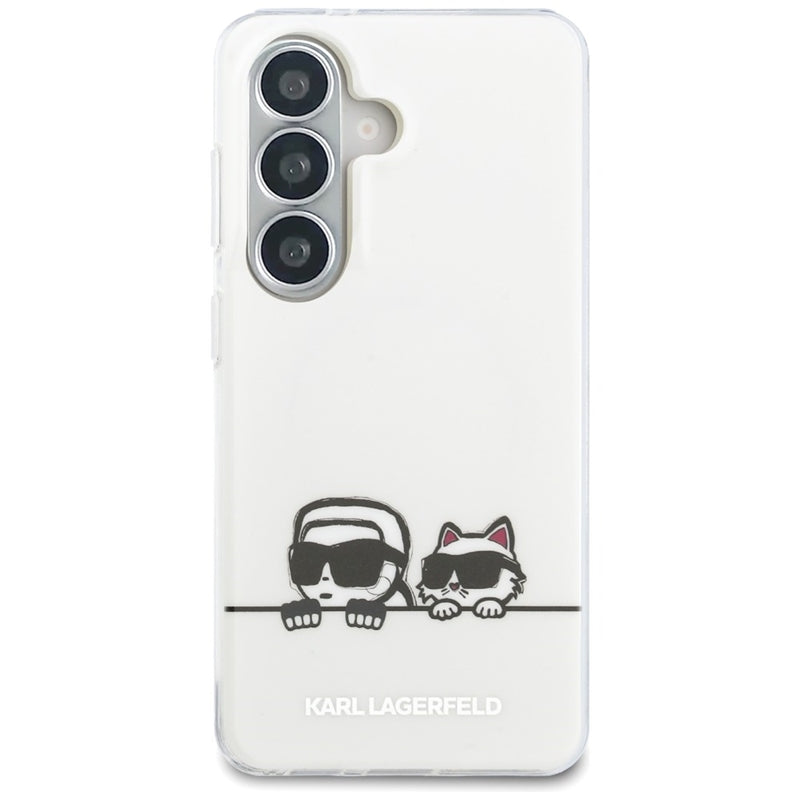 Karl Lagerfeld IML Peekaboo Karl & Choupette MagSafe dėklas, skirtas Samsung Galaxy S26+ (transparent)