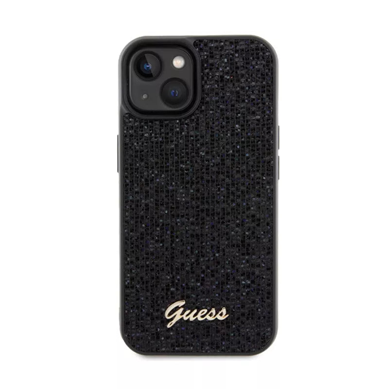 Guess Disco Metal Script - iPhone 14 dėklas (juodas)