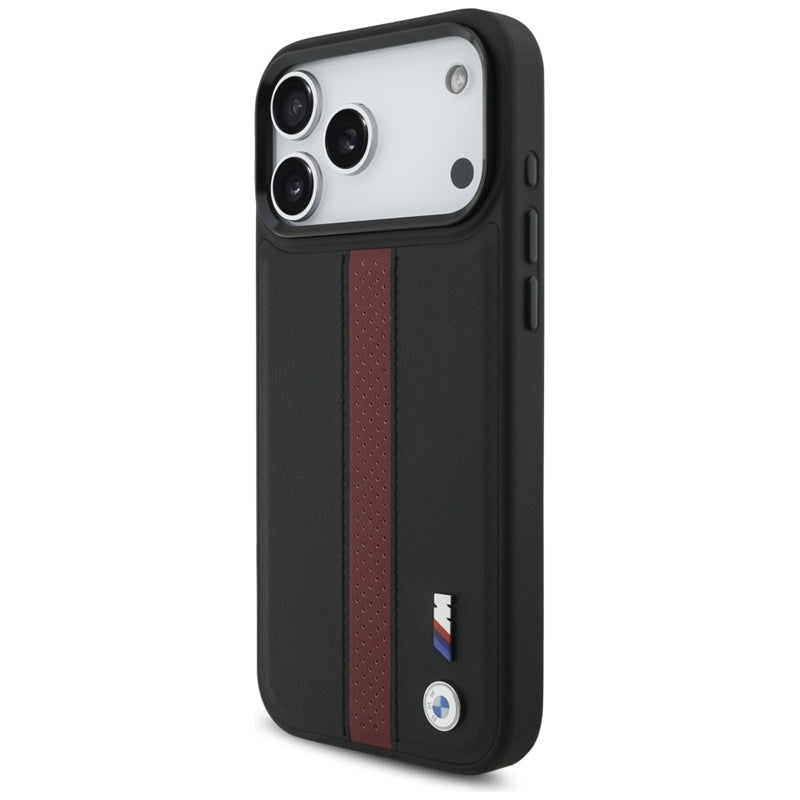 BMW M Perforated Stripe Logo MagSafe dėklas – iPhone 17 Pro Max (Raudonas)