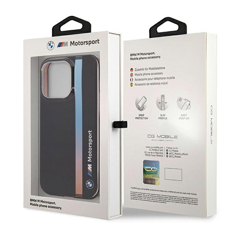 BMW Tricolor Stripe – dėklas skirtas iPhone 14 Pro (juodas)