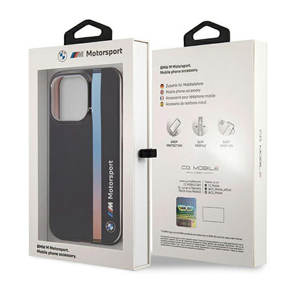 BMW Tricolor Stripe – dėklas skirtas iPhone 14 Pro (juodas)