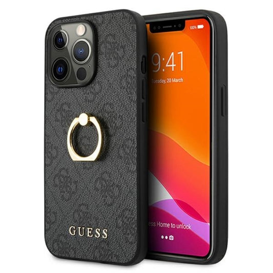 Guess 4G žiedo dėklas – dėklas, skirtas iPhone 13 Pro (pilkas)