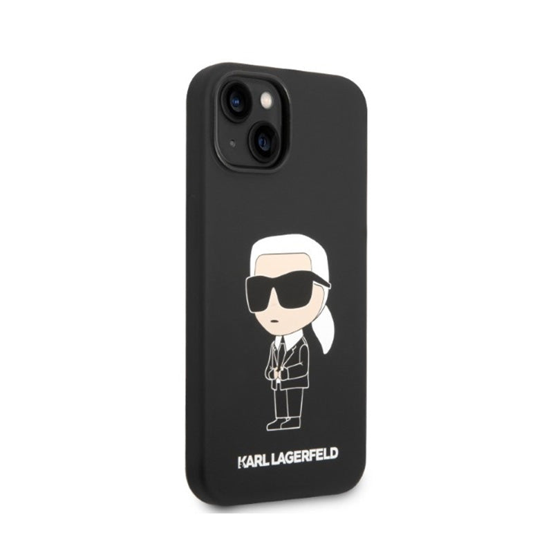 Karl Lagerfeld Silikoninis Ikonik MagSafe Dėklas – iPhone 15 Plus / 14 Plus (juodas)