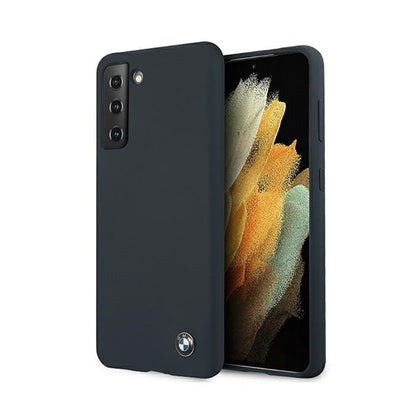 BMW silikoninis dėklas su parašo logotipu – skirtas Samsung Galaxy S21+ (tamsiai mėlynos spalvos)