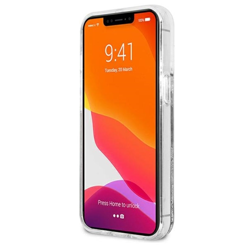 Karl Lagerfeld Liquid Glitter Choupette Fun – „iPhone 13 Pro Max“ dėklas (sidabrinis)