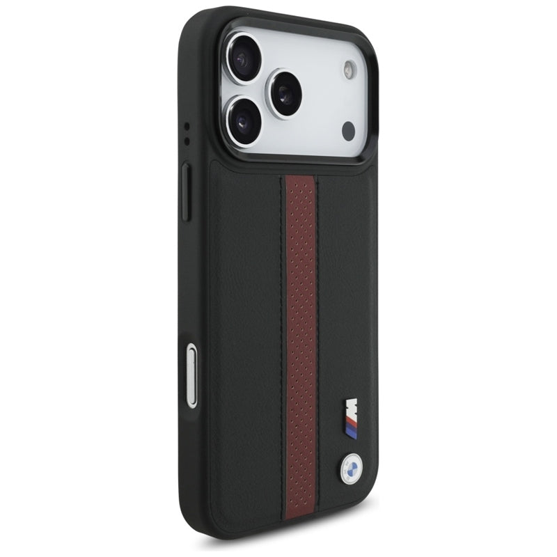 BMW M Perforated Stripe Logo MagSafe dėklas – iPhone 17 Pro Max (Raudonas)